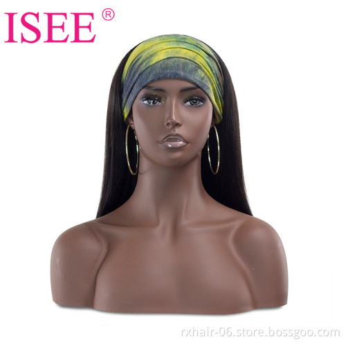 Remy Pre Color Natural 4C Breaded Bulk Ladies Virgin Hair Wig With Headband Quiesha Deep Wave Vergin Headband Wigs Human Hair